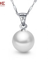 colgante con perla plateado